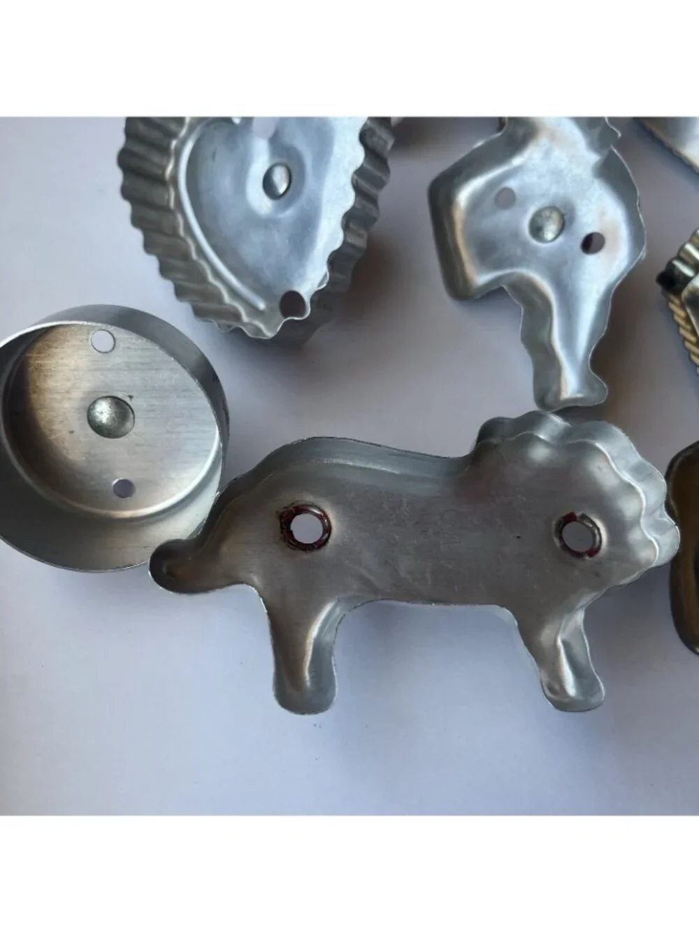 Vintage 12 Aluminum Cookie Cutters Red Handle Knobs Baking Retro Kitchen Decor